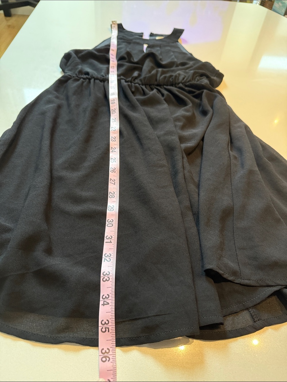 Ya Los Angeles Black Halter Mini Chiffon Dress, Elastic Waist, Size L - Picture 9 of 11